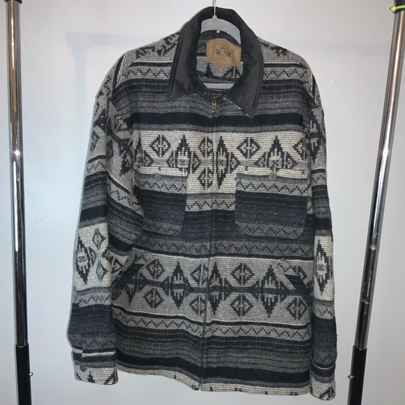WOOLRICH southwestern wool blend zip up jacket Sz L Aztec vintage chore … - Picture 1 of 10